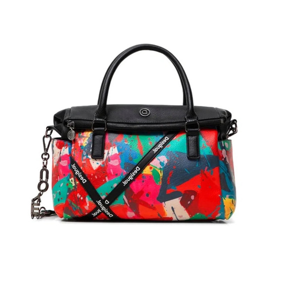 Desigual Briefcase Bag Strips Logo - Picture 1 of 5